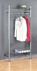 Garderobe aus Edelstahl und Glas, schmal
