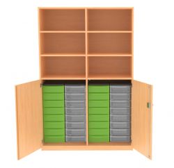 Kombischrank mit Mittelwand und 32 flachen Schben