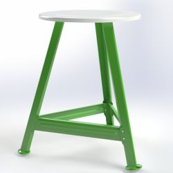 Bandstahlhocker mit Stahl-Sitzteller, 3-beinig